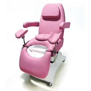 Clinic Electric Gynecological Examination Chair Pink Color Gynecological beds 3 Motors With Wheels Gynecological Exam Bed