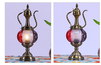 Lampe de table en verre et métal vintage au design nouveau, style Marrakech, mosaïque turque décorative