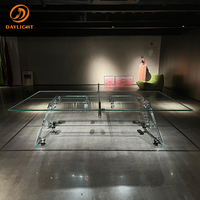 Table de tennis de table en acier inoxydable de taille standard pour compétition internationale, table de ping-pong en verre trempé transparent