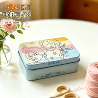 Boîte en fer blanc rectangulaire de qualité alimentaire 97x62x21 mm avec couvercle à charnière pour l'emballage d'outils et de kits de couture