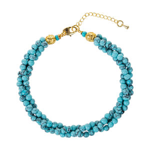 Pulsera de Cuentas Finas de Turquesa con 3 Hileras de Piedras Naturales Retorcidas WENCHI TWB811 - Product Image 1