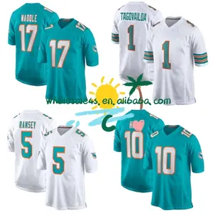 Wholesale Men's Miami City American Football Jerseys Stitched Aqua USA Football Uniform #10 Hill 1 Tagovailoa 13 Marino