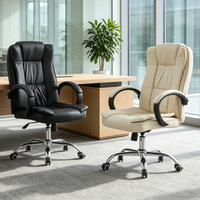 Chaise ergonomique de luxe moderne blanche, confortable, en cuir, chaise inclinable de bureau, chaise ergonomique en cuir