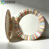 Assiette en papier jetable rigide et compostable SHIRONG, couleur naturelle, qualité alimentaire, pour événements, anniversaires, fruits et collations