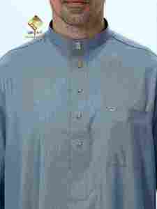 Al-Ma'arif <b>Men</b> <b>Thobe</b> Shirt Collar Long Sleeve Cotton Solid Color Floor Length Modest Prayer Wear Regular Fit - Product Image 2