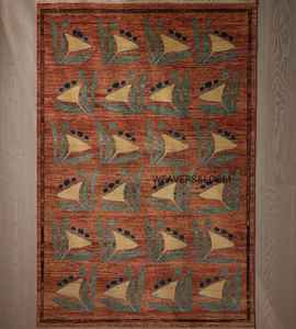 Tapis Oushak noué à la main, vert, bleu, laine turque, tapis d'intérieur, motif floral oriental, style vintage, décoration de salon - Product Image 4