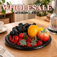 Plateau de service jetable en PET de qualité alimentaire de 12 pouces avec couvercle, transparent, pour restauration, plats à emporter et buffets – Vente en gros