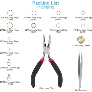 Diy Jewelry Accessories Kit 12 Compartment Lobster Clasp Jump Rings With Pliers Tweezers For Crafting - Product Image 2