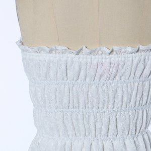 कस्टम डिजाइन ग्रीष्मकालीन माइक्रो स्विंग ड्रेस ऑफ कंधे की महिला तारीख आकस्मिक स्मॉक कमर ठोस रंग स्मॉक कमर ठोस रंग - Product Image 3