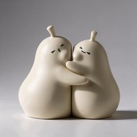 Ensemble d'entretoises à livres en céramique Embracing Pear, finition mate, couleur crème vanille, minimalistes, supports de livres modernes, décoration pour la maison et le bureau, cadeau romantique
