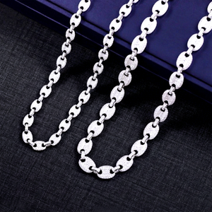 Cadena Cubana de Moissanita de Moda, Joyería Fina, 6mm 8mm de Ancho, Collar de Plata S925 con Diamantes, Cadena Cubana de Moissanita VVS Estilo Hiphop - Product Image 1