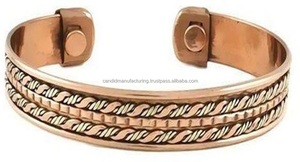 Pulseras magnéticas de cobre de tres tonos, brazalete ajustable Natural hecho a mano puro, dorado para artritis, ideal para regalos de fiestas - Product Image 5
