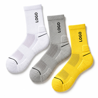 Chaussettes de sport en coton mi-mollet avec logo personnalisé, respirantes, absorbant la transpiration, en coton tricoté éponge, pour l'entraînement des athlètes
