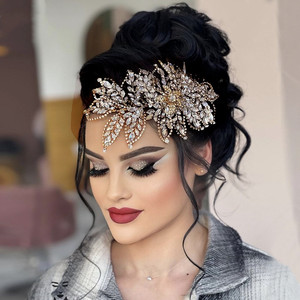 Kristal gelin tacı taç düğün saç aksesuarları gelin şapkalar el yapımı Rhinestone kafa kadın başlığı - Product Image 4