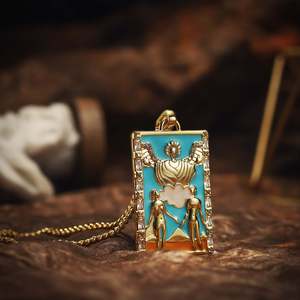 Venta al por mayor Popular nicho Retro Original nuevos collares latón oro esmalte aceite goteo colgante <span class=keywords><strong>Tarot</strong></span> marca collar uso diario - Product Image 6