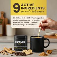 Poudre de café de Maca noire, compléments alimentaires à base de plantes pour hommes et femmes adultes, mélange de racine de Maca, Ashwagandha, Ginseng, Huperzine-A, énergie, 100g