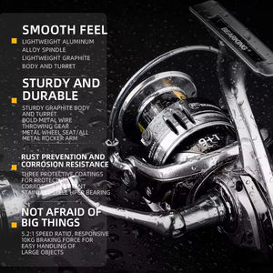 Mulinello da Pesca Spigola per Acqua Salata 9+1BB, Mulinelli da <span class=keywords><strong>Spinning</strong></span> Intercambiabili con Manico in EVA, Metodo <span class=keywords><strong>Spinning</strong></span> per Pesca in Mare e Acqua Dolce - Product Image 4