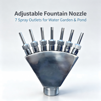 Buse de fontaine paysagère commerciale en acier inoxydable 304, 7 jets réglables, design moderne en éventail, tête de pulvérisation pour aménagement aquatique