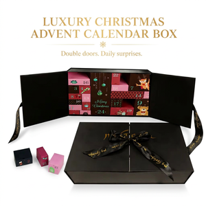 Boîte cadeau de luxe à double porte, personnalisée, vide, pour <span class=keywords><strong>calendrier</strong></span> de l'avent de <span class=keywords><strong>Noël</strong></span> avec 24 compartiments pour biscuits, finition mate et gaufrage - Product Image 2