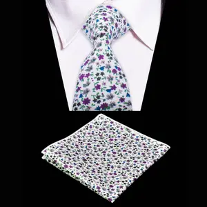 wholesale fashion floral cotton ties and handkerchief set for men