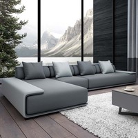 Canapé Modulaire d'Angle Moderne de Luxe en Tissu Velours pour Salon, Sectionnel en Lin avec Fauteuil Inclinable