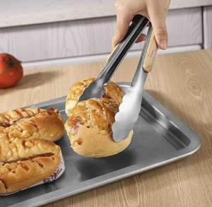 Pince extra longue en acier inoxydable avec manche en bois d'acacia, outil de manipulation des aliments pour barbecue extérieur, accessoires de barbecue - Product Image 2