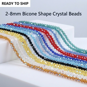 Perles en cristal biconiques AB en vrac de 2 à 8 mm, prêtes à être expédiées, vente en gros pour la fabrication de bijoux et d'artisanat DIY - Product Image 1