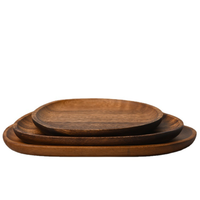 Creatieve Acacia Trays Sets Op Maat Gemaakt Ontwerp Rond Onregelmatig Ovaal Serviesgoed Massief Houten Borden Voor Fruit Dessertbrood