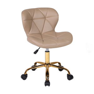 Chaise de salon pivotante en cuir PU avec métal doré, tabouret mobile, polyvalent pour salon de beauté des ongles - Product Image 1