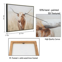 Affiche En Gros Encadrée Toile Art Highland Vache Peinture À L'huile Abstraite À La Main Mur Art Photo Animaux Décorations