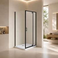 Porte de douche d'angle pivotante à double battant, cadre noir mat, 80-120 cm, verre trempé 5-6 mm, enclos carré ou rectangulaire, design personnalisé