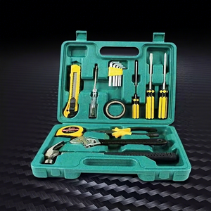 Home Improvement And Repair Tool Kit 9 Piece Multi Functional Household Car Use Toolbox With Hammer Screwdriver Pliers Tape - Product Image 1