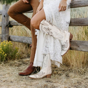 <span class=keywords><strong>Botas</strong></span> Vaqueras Clásicas de <span class=keywords><strong>Mujer</strong></span> hasta la Rodilla, Bordadas, con Punta en Pico, Tacón Grueso, con Cierre y Cordones, Estilo Vintage - Product Image 6