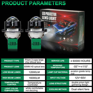 Faros LED Súper Brillantes de 3 Pulgadas, 16000 Lúmenes, Temperatura de Color de 6000K, 55W, 12V, IIP68, Impermeables, Ajuste Universal, Repuesto para Automóvil - Product Image 3