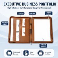 Porte-documents à fermeture éclair A4 en cuir pour affaires, avec compartiment pour écouteurs et téléphone, idéal pour cadeaux, fêtes, voyages, personnalisable avec logo, pour l'école et le bureau