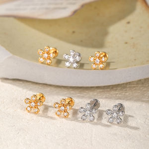 RVS Intern Schroefdraad 16G <span class=keywords><strong>Labret</strong></span> Studs Lip Piercing Kraakbeen Oorknopjes Body Piercing Sieraden Met Zirkoon - Product Image 5