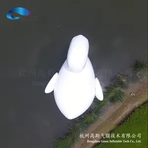 For Advertising And Attracting Customers Inflatable 6M White Swan Float With LED Lights For Pool Beach And Lake