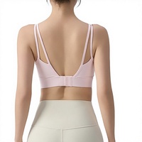 Soutien-gorge de sport pour femme 100 % nylon, maintien élevé, bretelles non convertibles, bonnets fixes, motif uni, pour yoga, fitness, entraînement, anti-choc