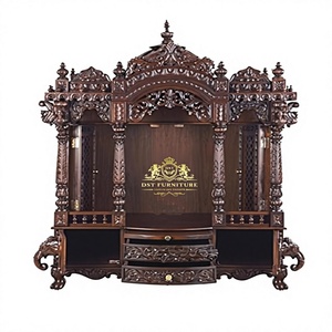 Exquisite Carved Divine Temple for Home Traditional Handcrafted Pooja <b>Mandir</b> for Home Teak Wood Home Temple With Sliding Tray - Product Image 2