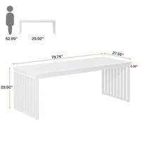 Table à manger industrielle blanche pour 6-8 personnes, table à manger rectangulaire de 78.74 "de long, table de cuisine en bois avec cadre en métal robuste