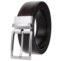 Ceintures en cuir véritable réversibles de haute qualité LY35-22294-1 avec logo personnalisé, ceintures en cuir pour hommes, avec boucle à ardillon en alliage