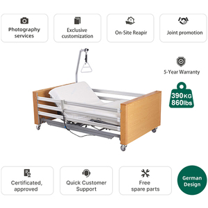 เตียงผู้ป่วยไม้สำหรับใช้ในบ้าน รับน้ำหนักได้ 390 กก. เตียงไฟฟ้าสำหรับผู้สูงอายุ IEC60601 เตียงดูแลผู้ป่วยที่บ้านสำหรับผู้สูงอายุ โรคอ้วน เตียงสำหรับบ้านพักคนชรา - Product Image 2