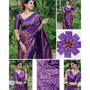 ผ้าซารีงานปาร์ตี้แบบดั้งเดิมสุดพิเศษ ผ้าไหมลิชิเนื้อนุ่ม ดีไซน์สวยงาม ลายปักพาลูหรูหรา งานแจ็คการ์ด ราคาขายส่งทุกฤดูกาล - Product Image 3