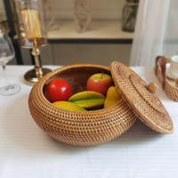 Panier de rangement en rotin tissé à la main de style nordique vietnamien, panier à fruits créatif pour table basse, pour un usage domestique, pour le stockage des aliments