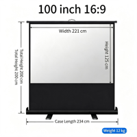 Écran déroulant électrique pour sol, grille noire, PET Crystal UST 4K, projecteur laser à ultra courte focale anti-lumière ambiante