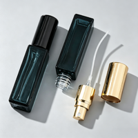 Lot de 10 flacons vaporisateurs de parfum en verre bleu foncé de 10 ml, carrés, rechargeables, à brume fine, pour voyage, avec boîte cadeau