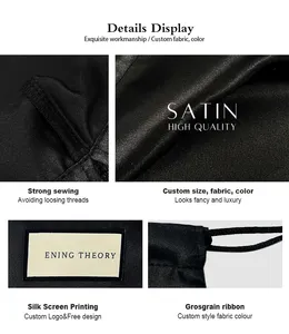SHUNFA Wholesale Custom Logo Satin Pouch Bag With Woven Label Silk Fabric Drawstring Pouch Bag Luxury Dust Bag For Handbags