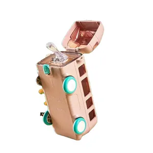 Bouteille d'eau bébé dessin animé voiture paille tasse Tritan matériel enfants été absorbant tasse carrée détachable
