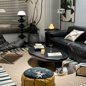 Table basse de salon bon marché en gros Table basse minimaliste noire galet - Product Image 6