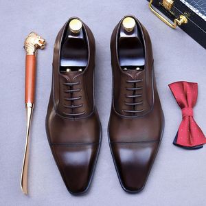 Chaussures en cuir de luxe pour hommes, chaussures habillées pour affaires, en cuir de vachette, antidérapantes et confortables, chaussures Oxford de haute qualité faites à la main pour hommes - Product Image 4